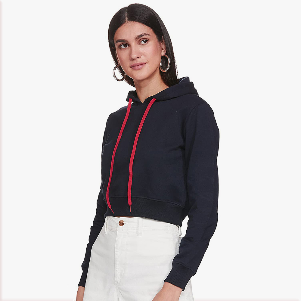 National Apparels Cotton Best Selling Women Crop Top Hoodie Professional Quality 100% Polyester Cotton Made Crop Top Hoodies For Women